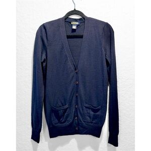 Ralph Lauren Rugby Label Blue Merino Wool Cardigan Women Size M Discontinued